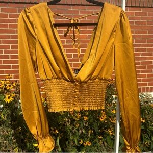 Satin Gold Low Cut Top